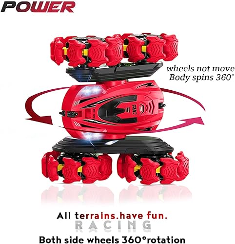Miniatura 5 de Auto de control remoto, nuevo auto de juguete a control remoto de doble cara giratorio de 360 con faros LED, auto eléctrico recargable de acrobacias