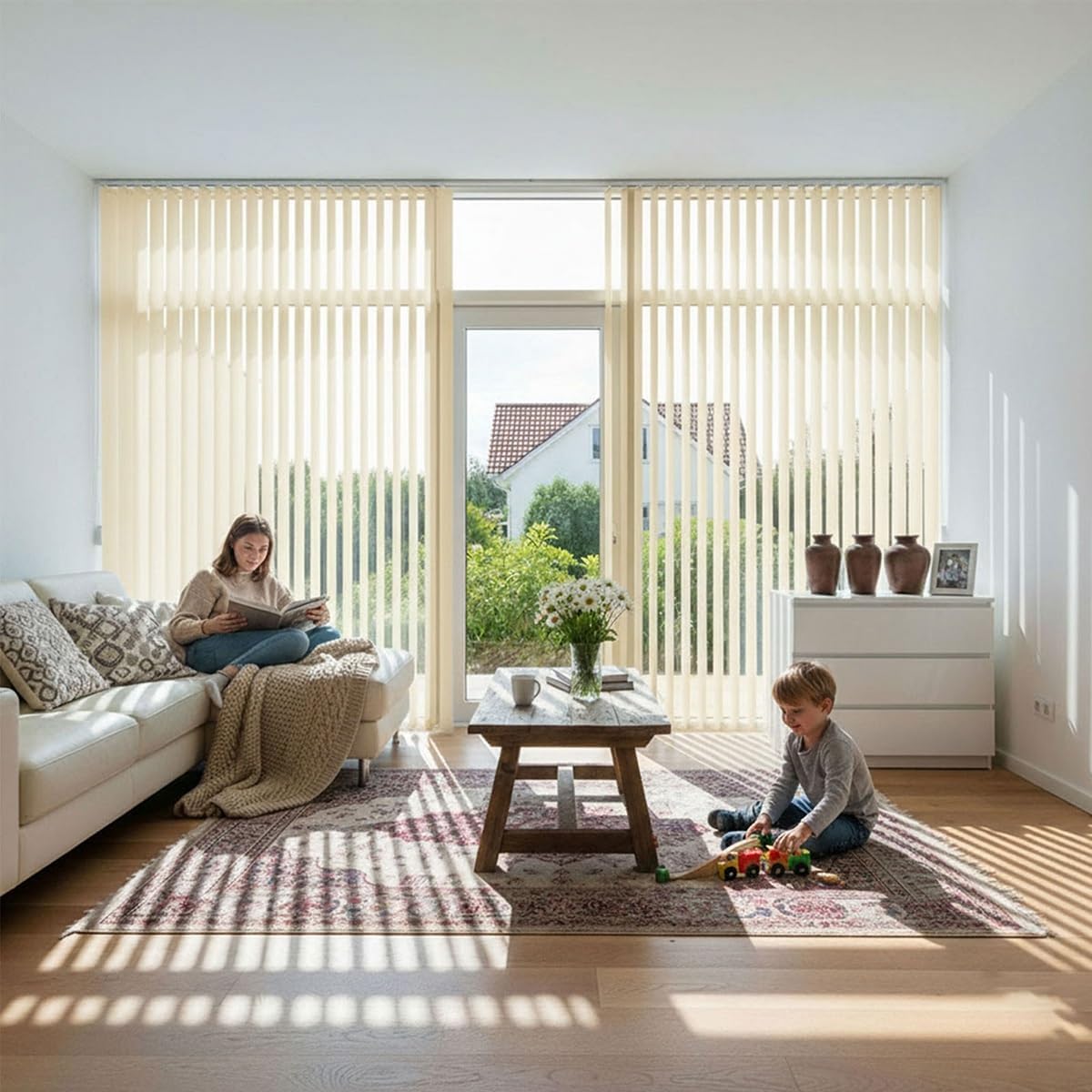 Fabric Vertical Blinds for Sliding Glass Doors 42" 45" 48" 50" 60" 80" 86" 88" Blackout Window Blinds, UV Protection Sliding Door Shades, Room Divider Window Shades for Patio & Windows(Gray)