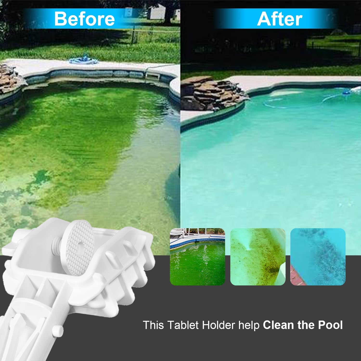 Pool Tab Holder Tablet Holder with EZ-Clip Handle for Pool Care, Fits for 3-Inch Chlorine Tablet