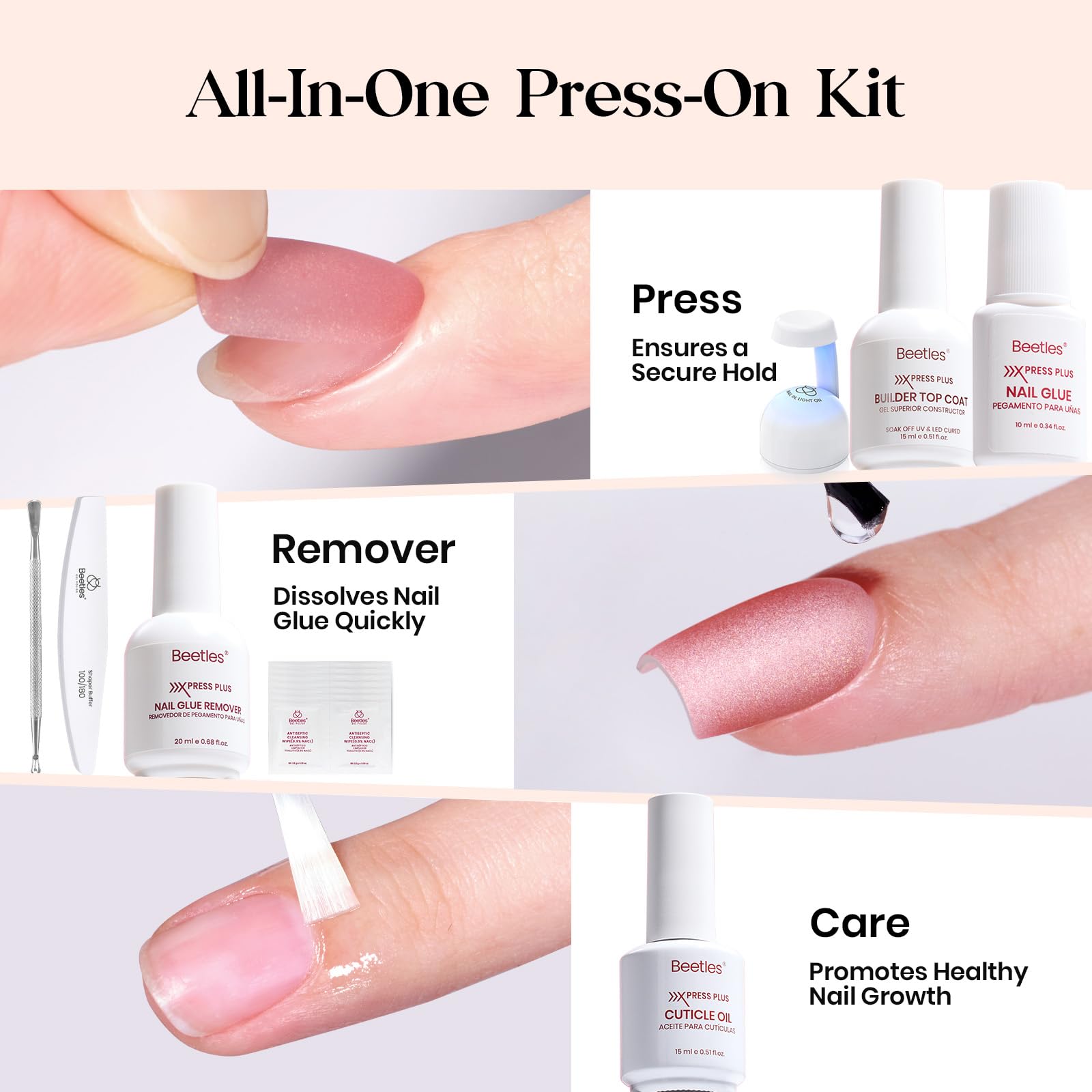 Beetles Cat Eye Press-On Nails Kit, All-in-One Manicure Set