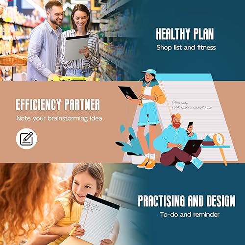 Miniatura 5 de Bloc de notas legales blancas de 8.5 x 11 pulgadas, paquete de 6 blocs de notas de papel legal, bloc de notas micro perforadas con rayas anchas, 30