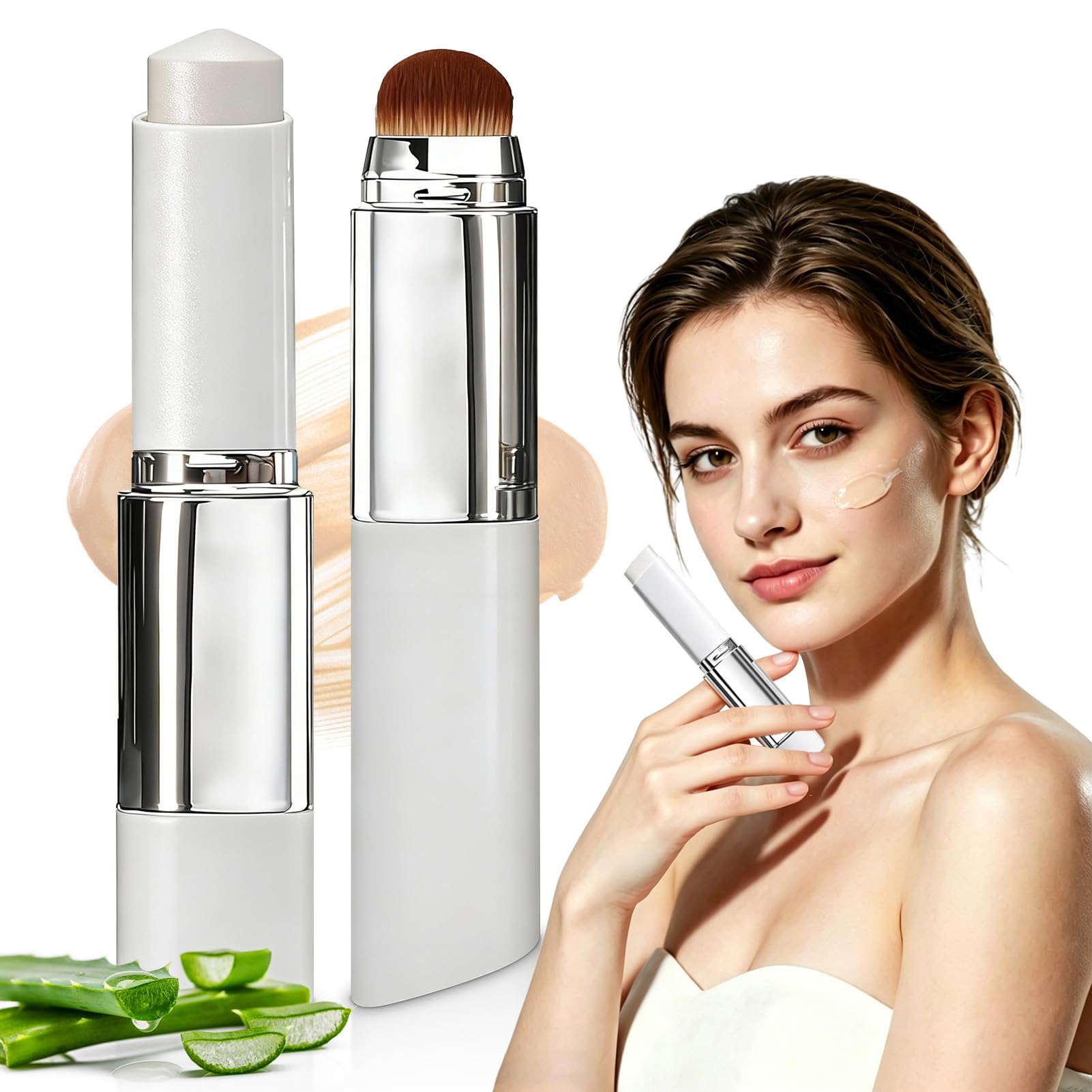 Faccelove Foundation Stick mit Pinsel, 2-in-1 Color Changing Foundation mit LSF 15, Automatische Farbanpassung, Langanhaltend & Feuchtigkeitsspendend, Natürliches Finish für Alle Hauttypen