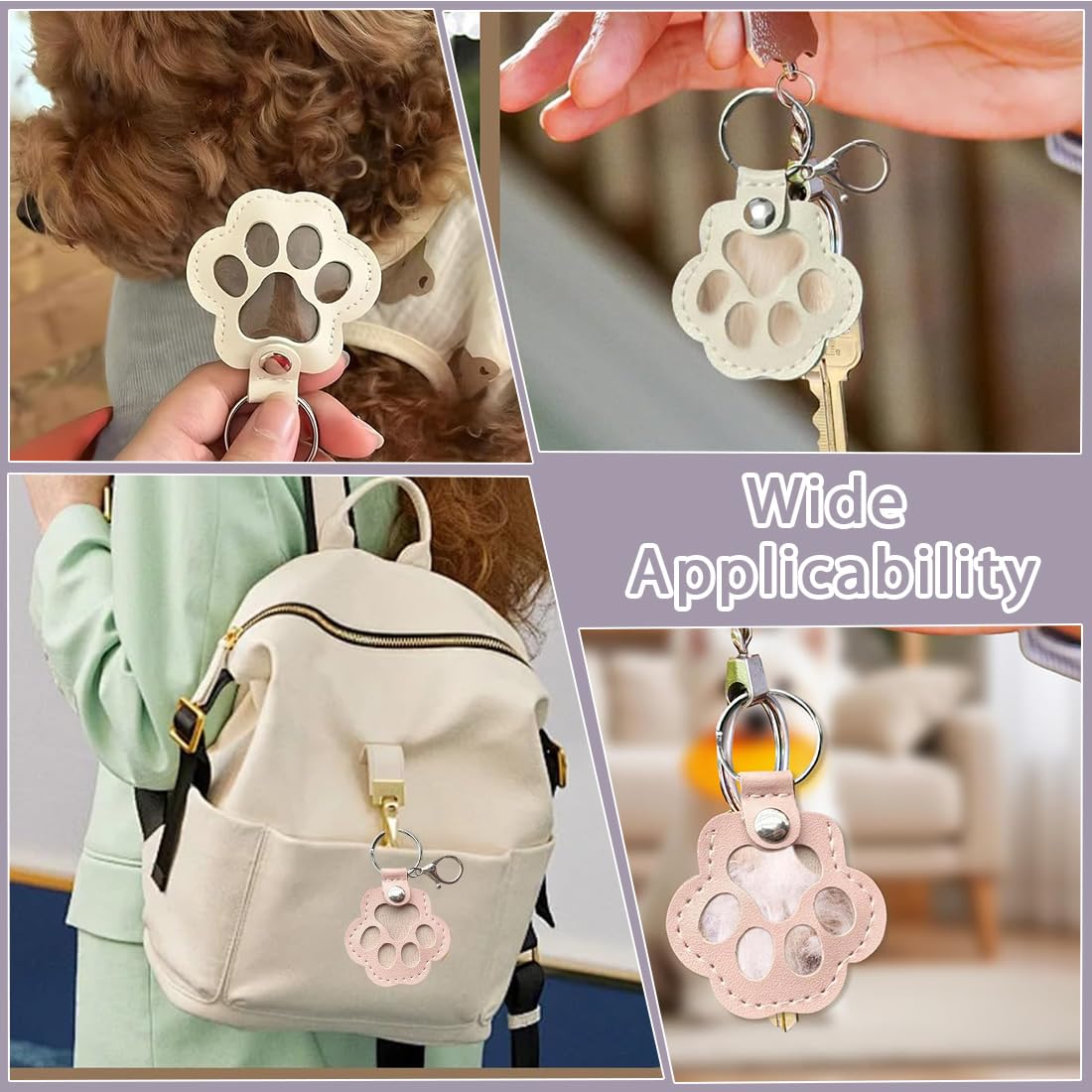 Portachiavi 4 Unità Contenitore Peli Animali Domestici Bianco Lilla Rosa Beige