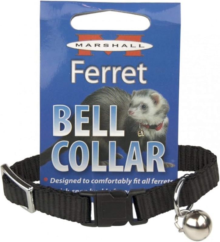 Coleira Ajustável com Sino para Furões Marshall Pet Products FP-090 – Preta
