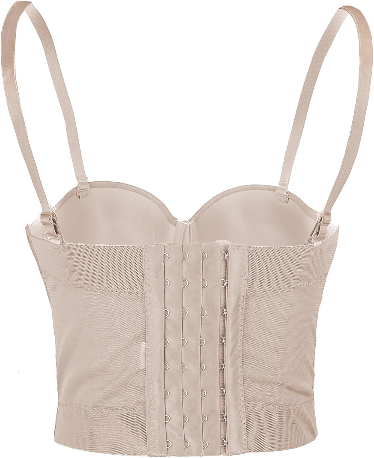 ELLACCI Women's Sexy Sequin Sheer Mesh Bustier Corset Tops Khaki - Image 3