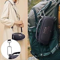 Vista 7 de co2CREA Funda de silicona para altavoz Bluetooth portátil impermeable JBL Charge 5, funda suave de viaje portátil con correa para el hombro, funda