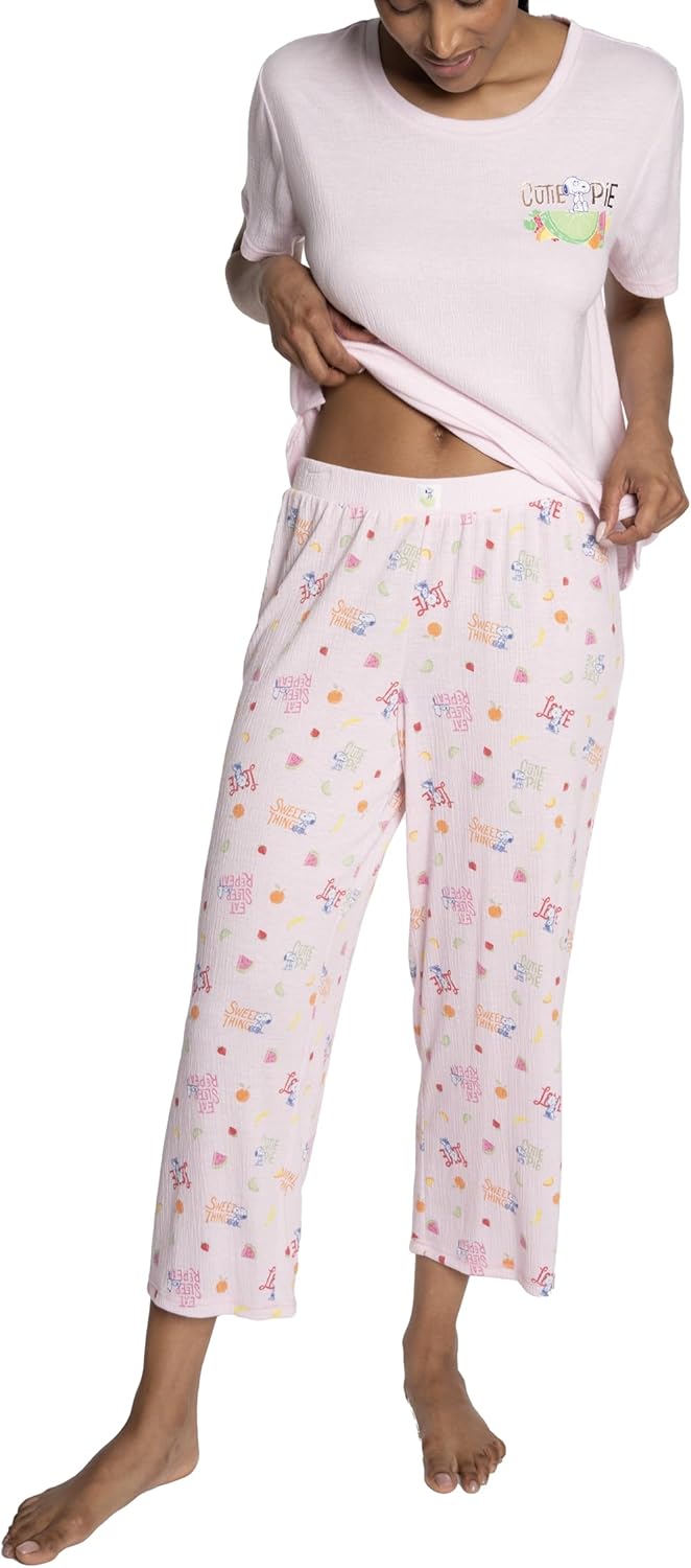 Peanuts womens Tee and Capri 2pc Pj Set - Image 2