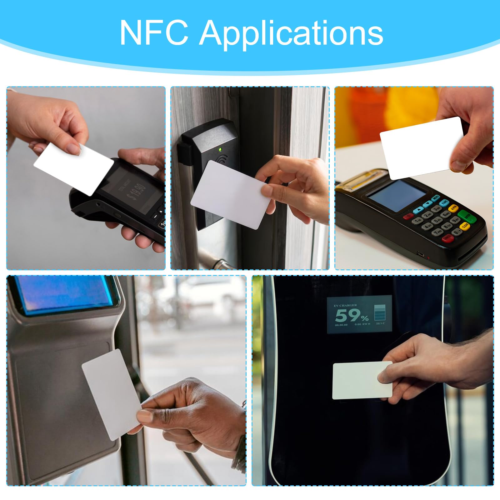 NFC-Karten NTAG215, blanko, programmierbar, PVC, 504 Byte, Speicher, Weiß, 200 Stück