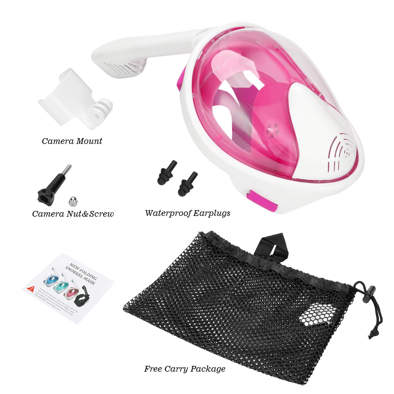 Oumers - Máscara de Snorkel de Rostro Completo para niños, Vista panorámica de 180°, con Sistema de respiración de Seguridad, Soporte de cámara Desmontable, antivaho, antifugas
