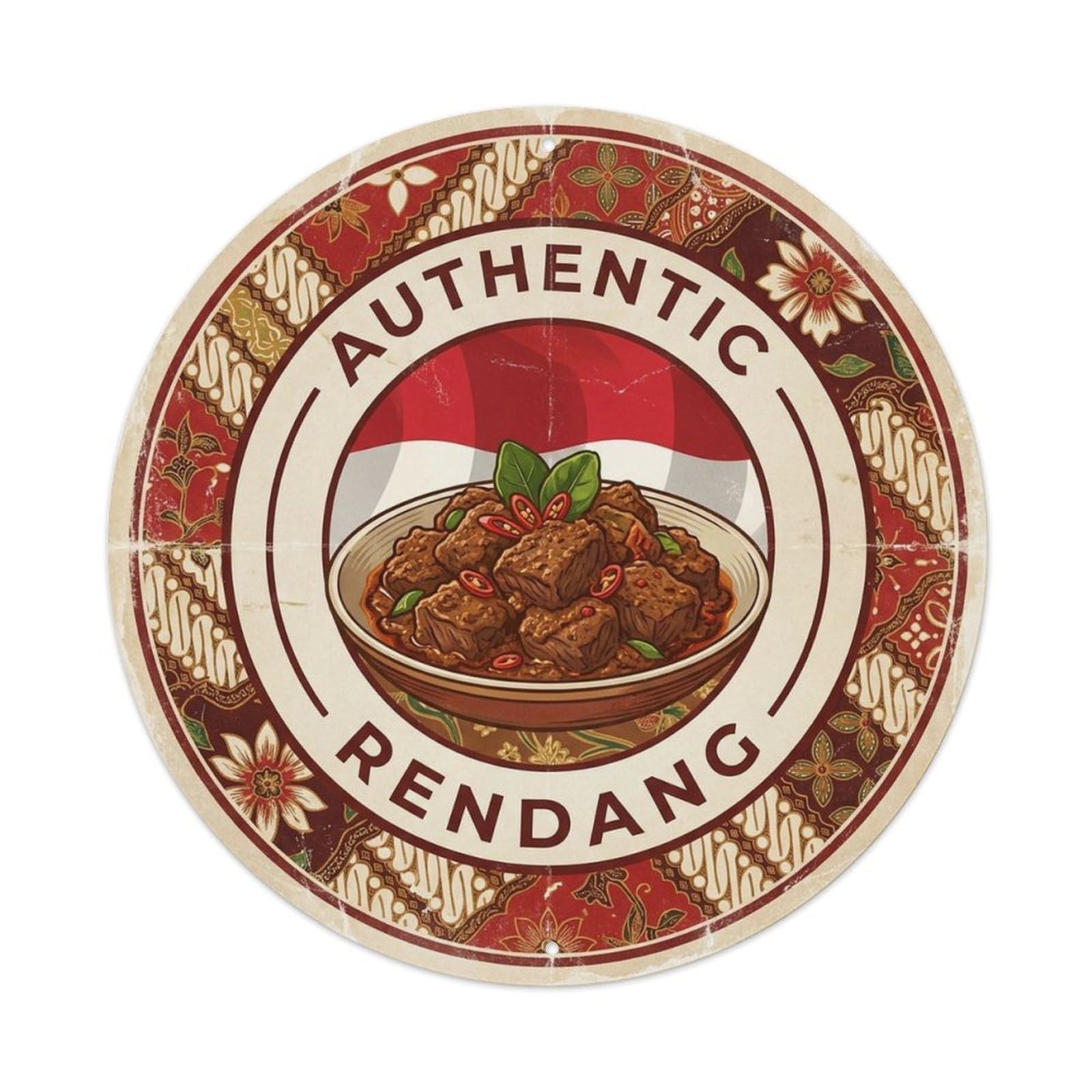 Indonesia Travel Rendang Indonesian Meat Dish Cuisine Metal Tin Sign
