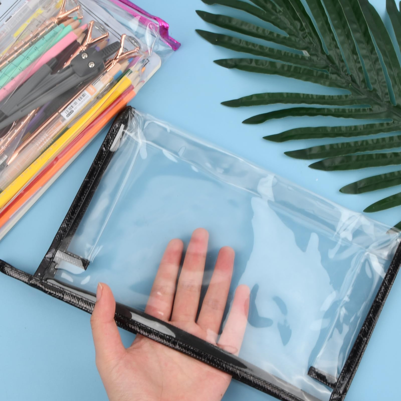 5 sztuk toreb do makijażu PVC, 24 x 15,5 x 6 cm PVC zapinana na zamek torba kosmetyczna przezroczysta kosmetyczka przezroczysta kosmetyczka do transportu płynów dla kobiet mężczyzn,