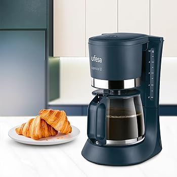 Ufesa Capriccio Cafetera de Goteo 12, Jarra 1.2L, 12 Tazas, 680W, Filtro Permanente, Placa Calefactora Antiadherente, Sistema Antigoteo, Auto Apagado, Azul/Verdoso1