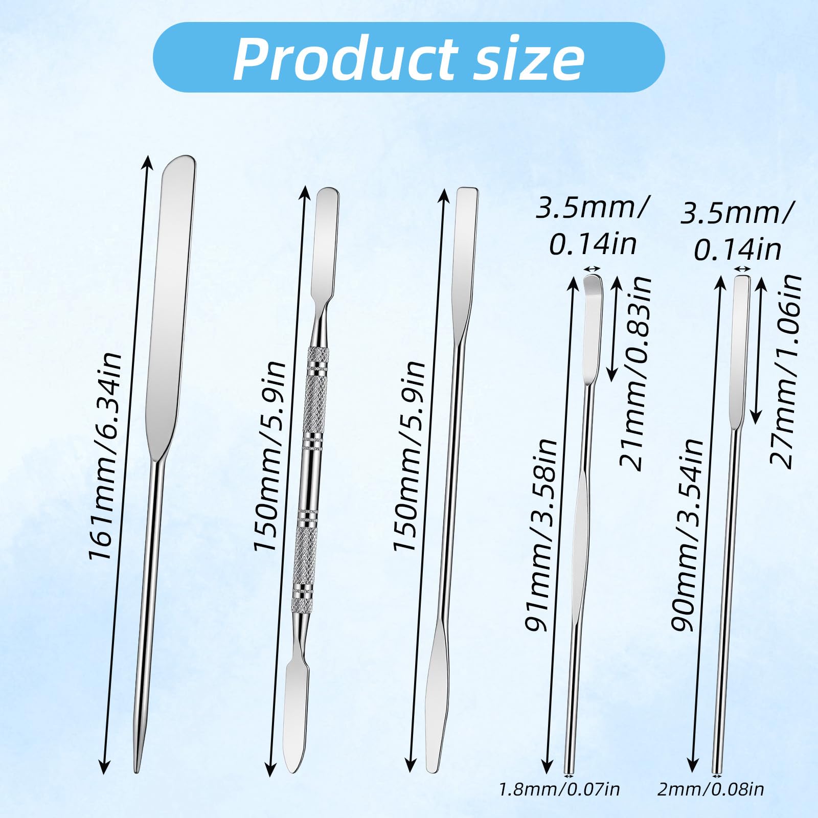 5 Pcs Metal Spatula Set, Stainless Steel Lab Spatula, Double-Ended Micro Spatulas for Lab Spatulas Sampling and Mixing — Amazon image 2
