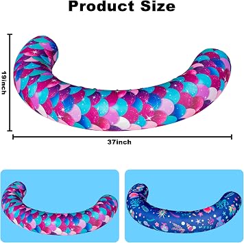 FindUWill 2 Pack Fabric Covered Pool Noodles, Inflatable Curved Swimming Noodles for Adult, 37 x 19 Inches Inflatable Pool Floats for Summer Water Party (Blue & Purple)