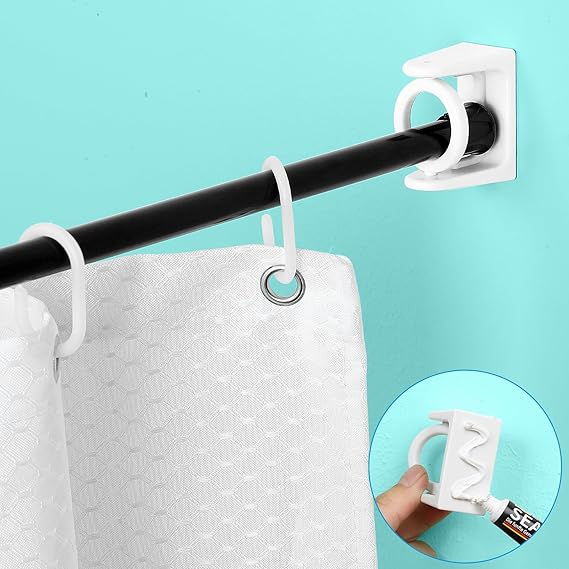 Funnacle Adhesive Shower Rod Holder 360° Swivel Ring
