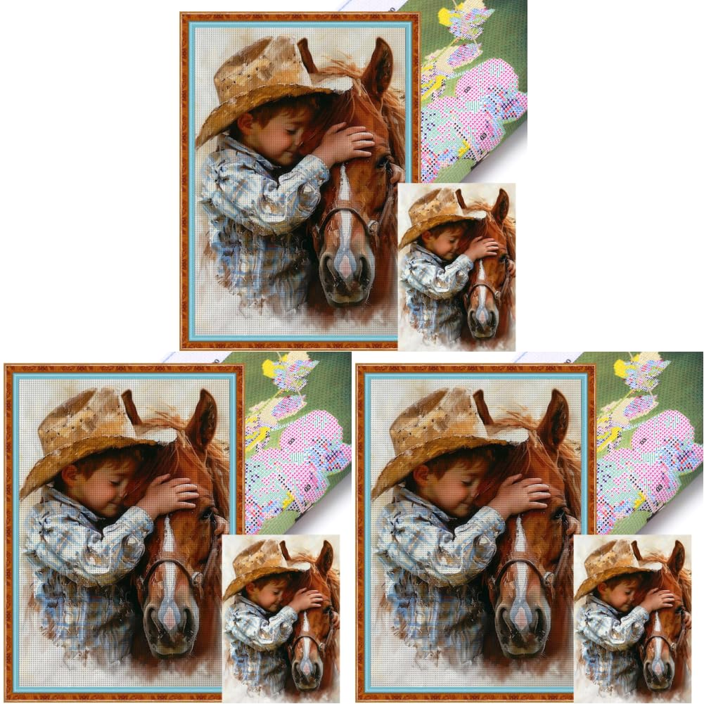 Kowboj Zestaw do haftowania 40x60 cm Zestaw DIY 11CT do dekoracji domu i hobby