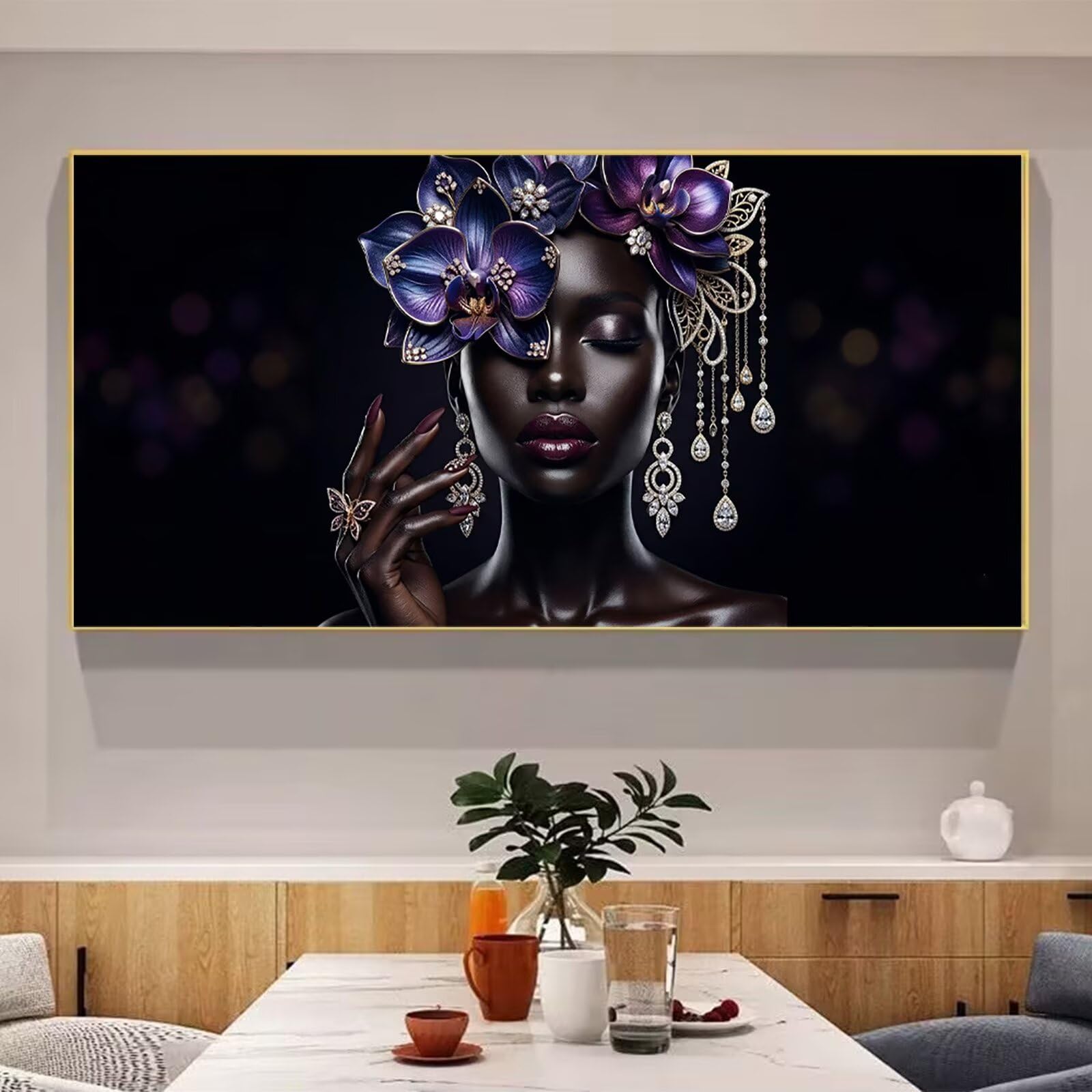 Diamond Painting Blume Diamant Painting Bilder, 5D Frau Eckige Steine Full Drill DIY Set Erwachsene Diamanten Kinder Kreatives für Erwachsene Mosaik Bastelset für Home Decor Wand Deko 80x160cm,Cod-996