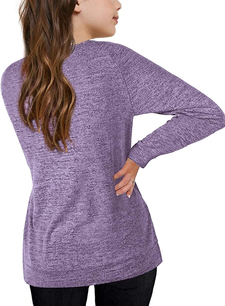 Apbondy Girls Shirts Casual Long Sleeve Crewneck Loose Striped Sweatshirts Pullover Tops - Image 2