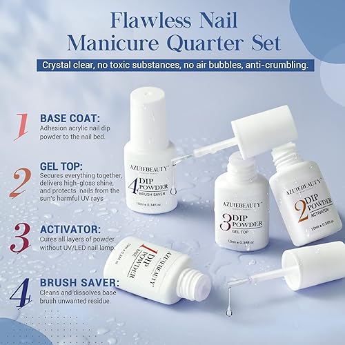 Miniatura 67 de AZUREBEAUTY - Juego de 31 piezas de polvo de inmersión para uñas, 20 colores, morado, azul, purpurina, bandeja de reciclaje de polvo de inmersión