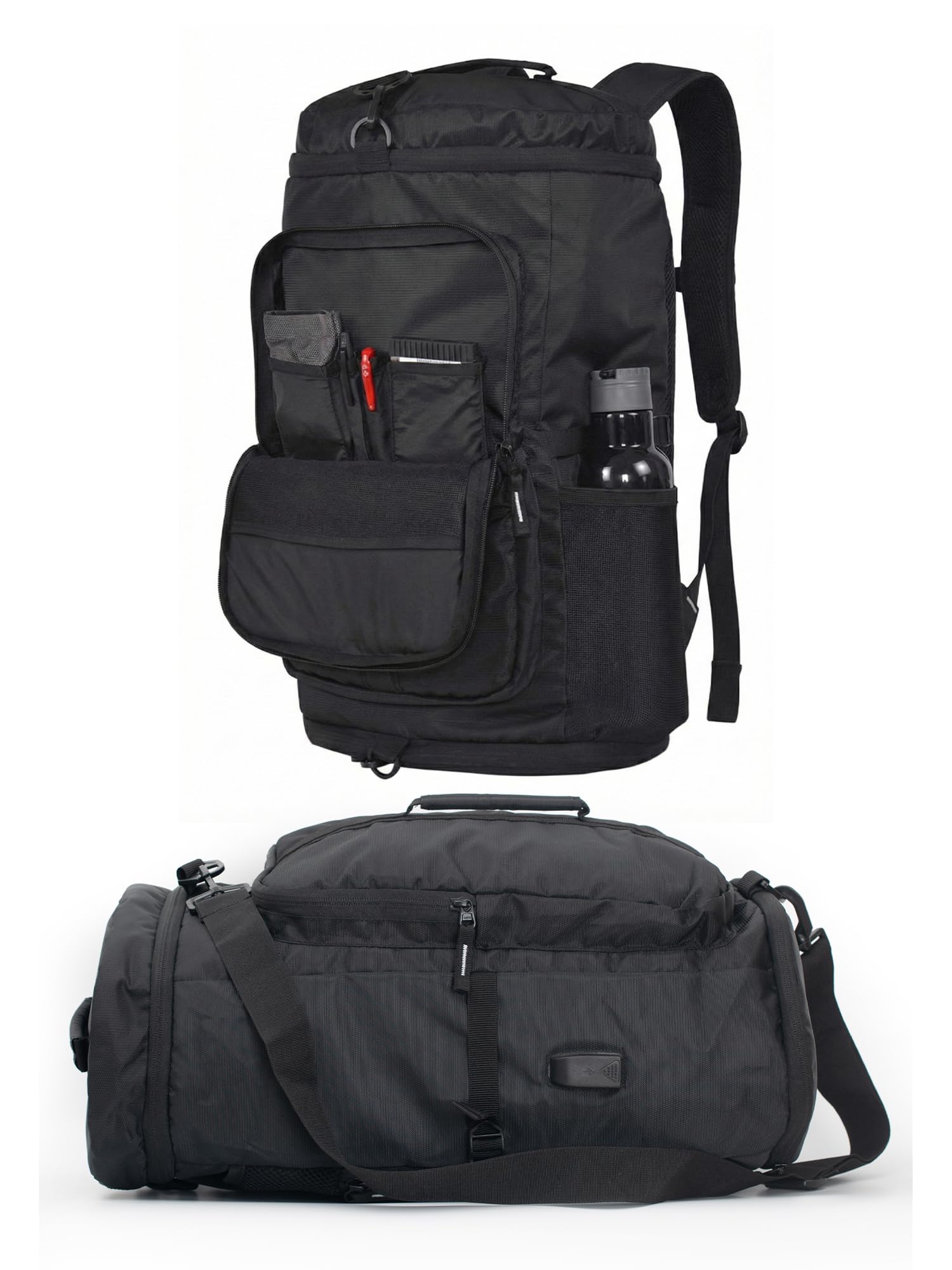 - Hexagon Laptop Backpack for Men Laptop Bag 15.6 inch 2-in-1 Rucksack & Duffle Bag with Shoe Compartment Versatile Travel Backpack for Gym, Work, and Weekends Bags for Men 45L