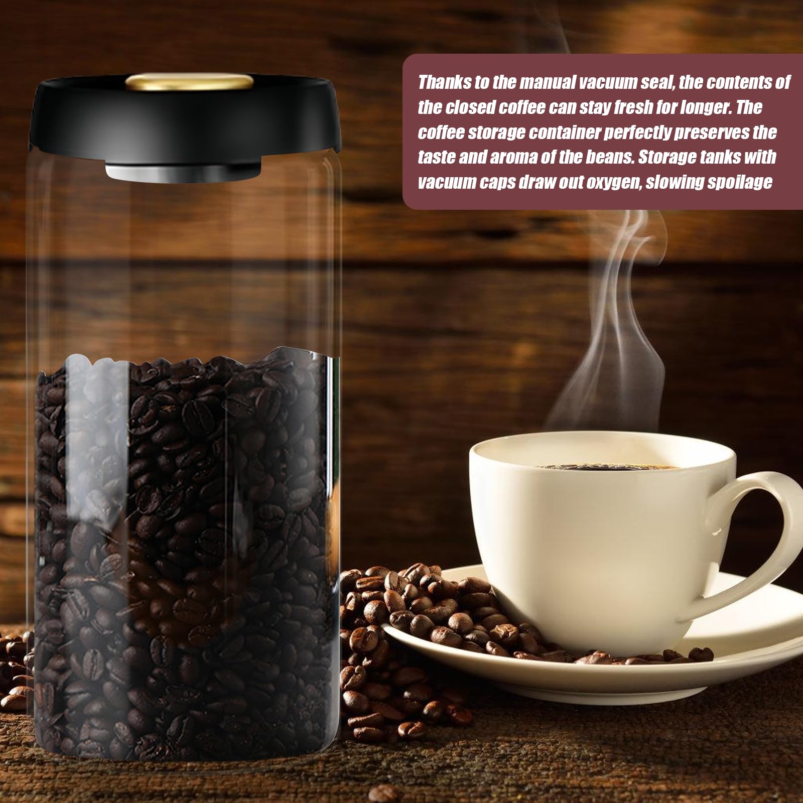 Boîte à Café Hermétique 1,8 L – Récipient En Verre Avec Couvercle étanche Pour Grains, Thé, épices