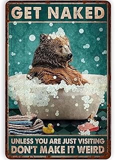 Bear Bath Metal Tin Retro Sign Metal Poster Bear Metal Poster Funny Bathroom Wall Art Bathroom Hanging Decor Home Decor Funny Toilet Metal Sign Bathroom Wall Art Home Decor 8X12Inch