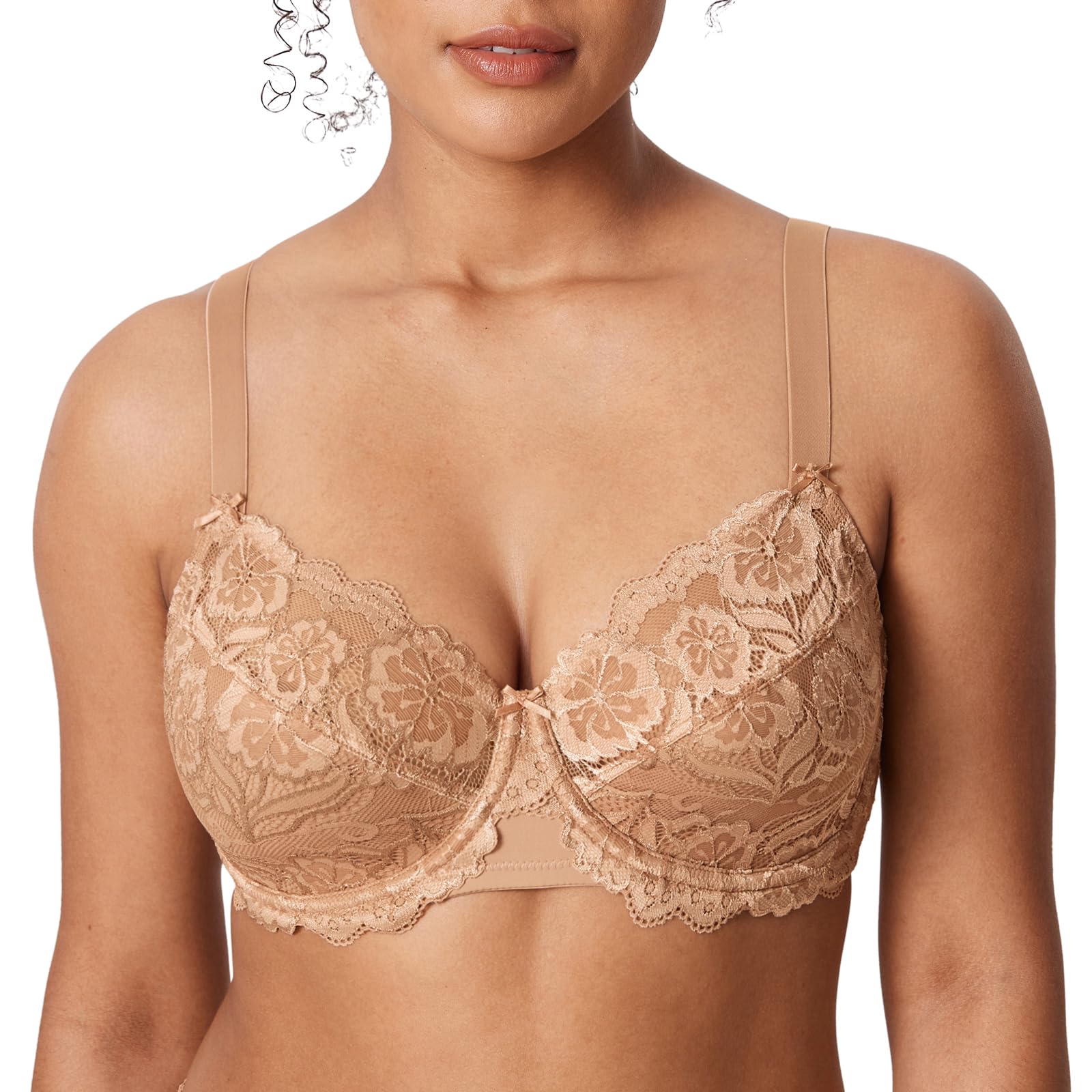 DELIMIRA Women's Plus Size Full Coverage Lace Bras