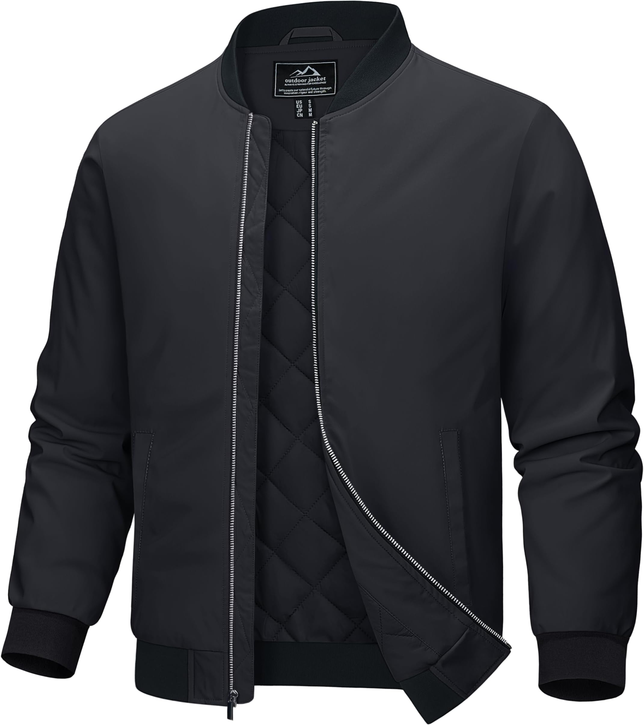 MAGCOMSENBomber Jackets for Men Winter Casual Quilted Jacket Warm Windproof Padded Jackets Zip Up Coats