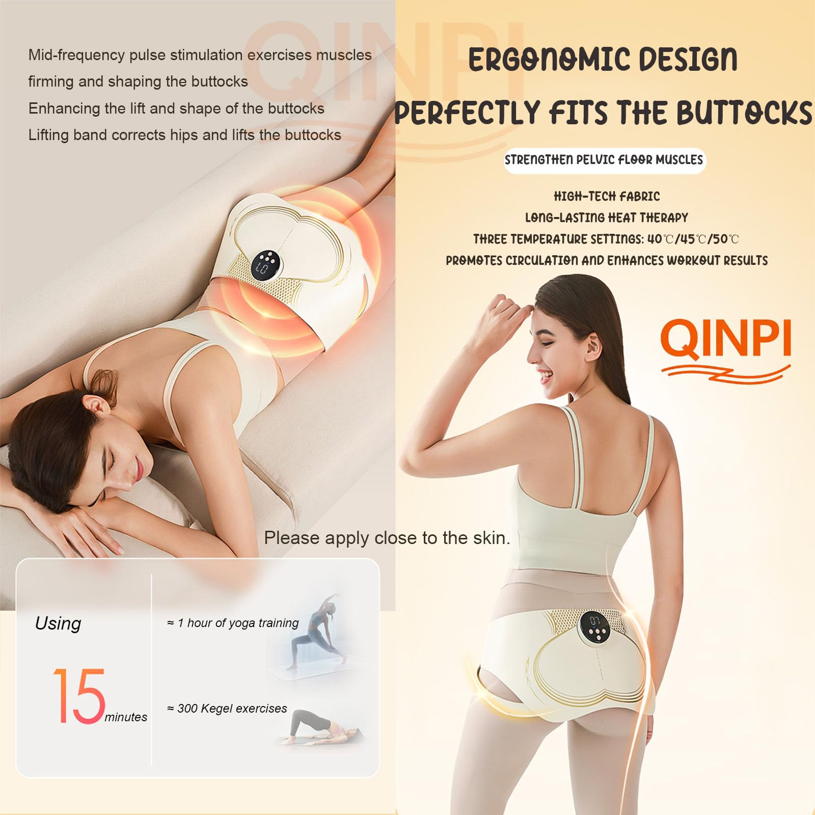 HIPS Trainer, con Cinghia di Estensione, Macchina indossabile per Il Sollevamento dei Glutei, apparecchio Fitness Wireless Intelligente, 3 impostazioni di Temperatura: 40℃/45℃/50℃