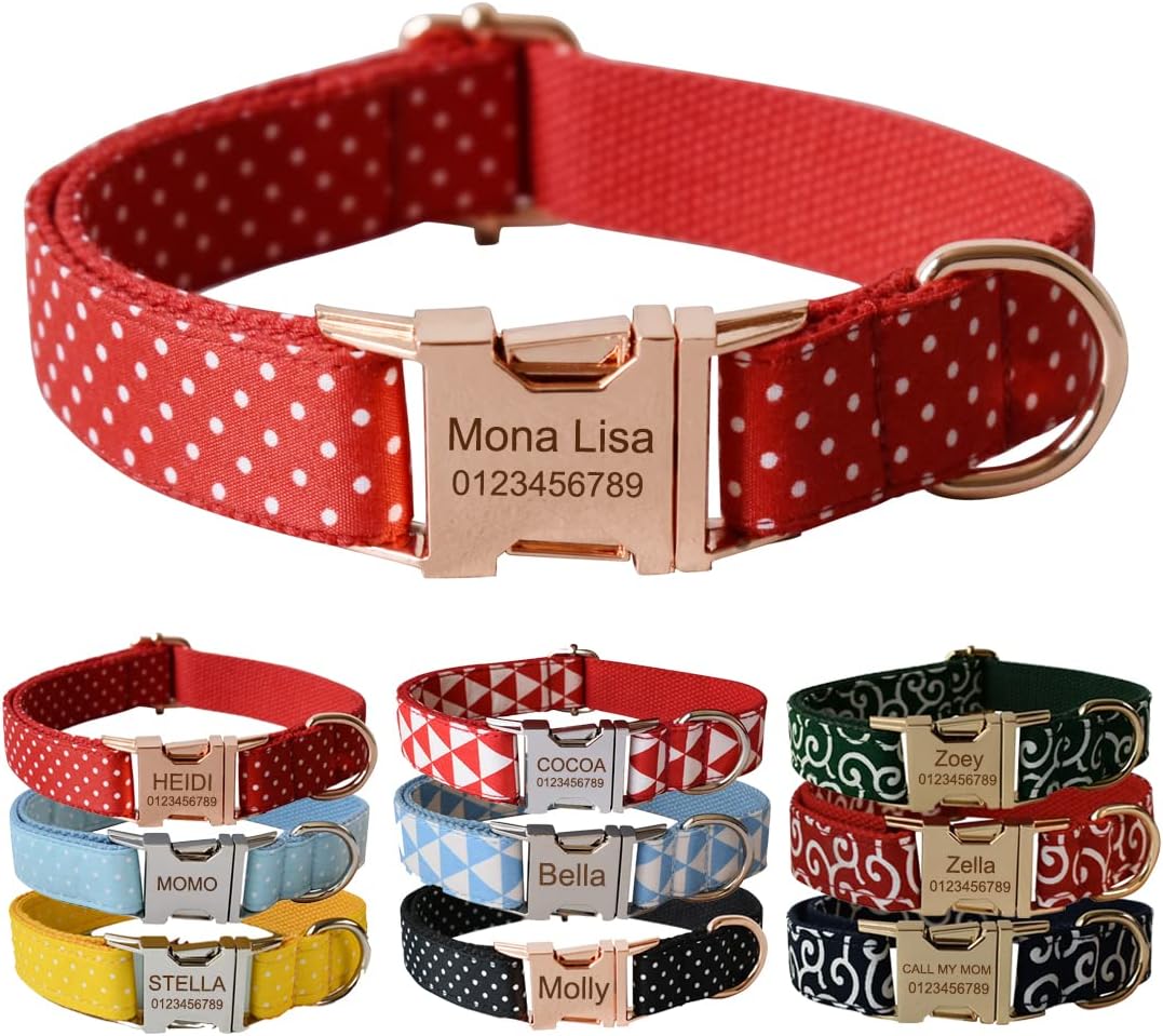 Personalised Dog Collar With Metal Buckle, Customized Pet Collars with
