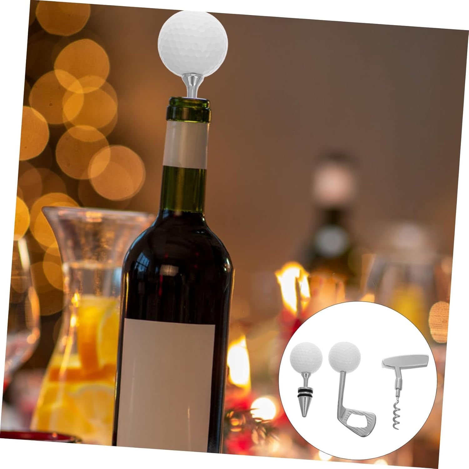 Zerodeko 1 Set Golf Shaped Wine Bottle Opener Manual Corkscrew Stopper for Wine Beer Beverage Unique Golf Theme Parties Outdoor Events