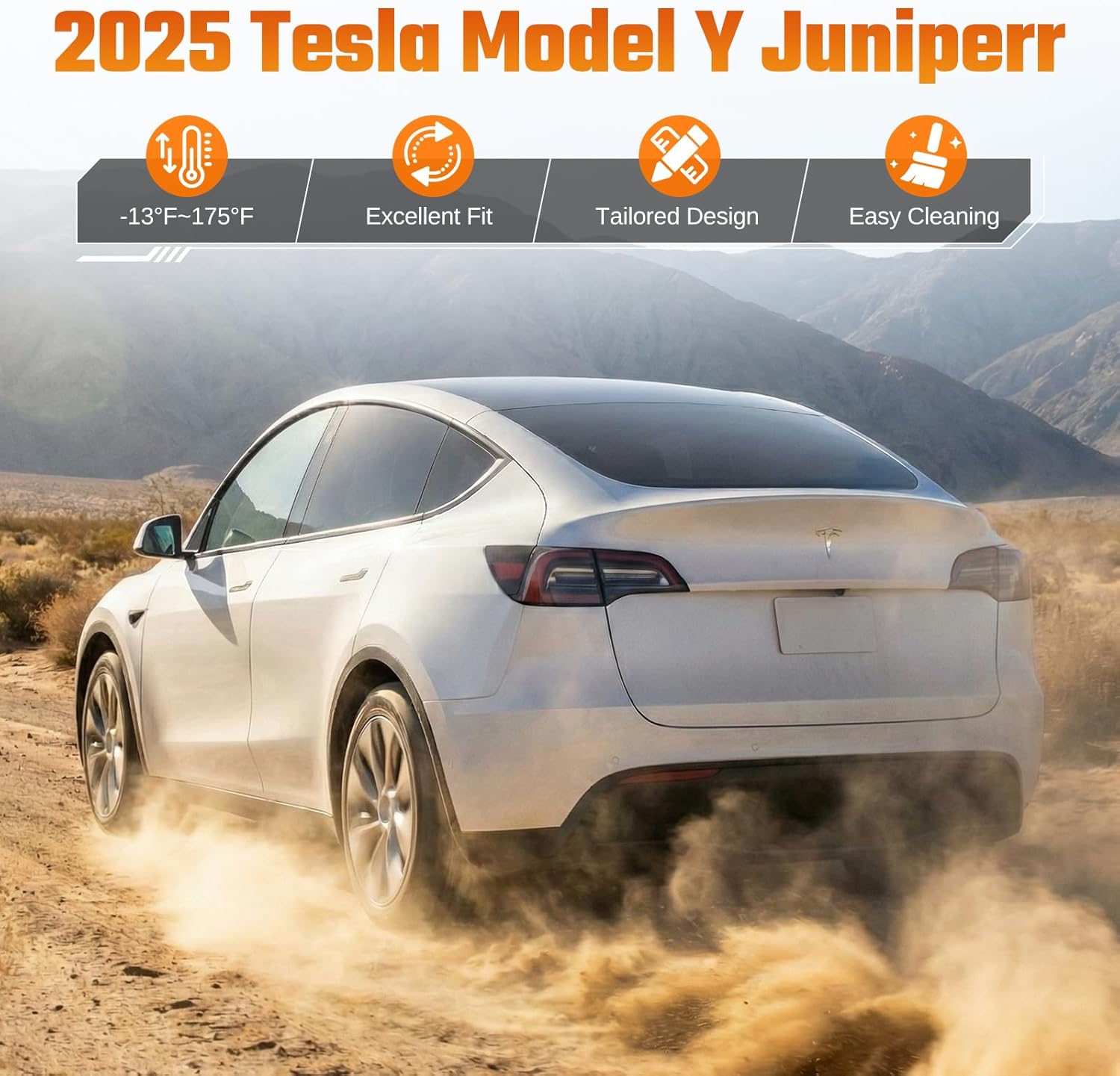 BDFHYK Cargo Liner Compatible with 2025-2026 Tesla Model Y Juniper, All-Weather TPE Material Trunk Mat with Velcro Rear Seat Back Protector
