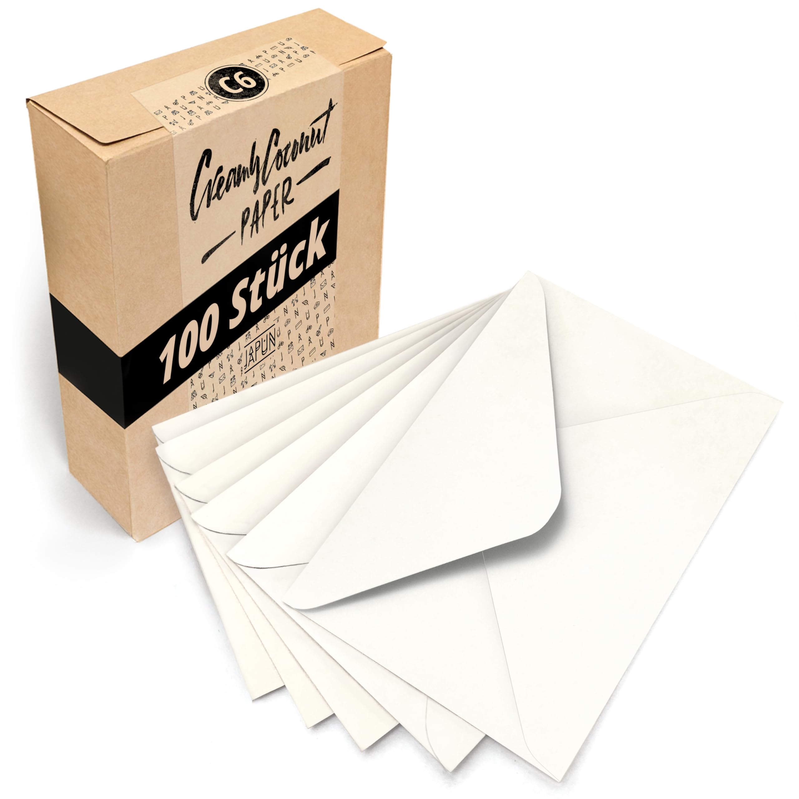 Japun - sobres blancos Engomados (100 piezas) de papel, sobre sin ventana - DIN C6-162 x 114 mm