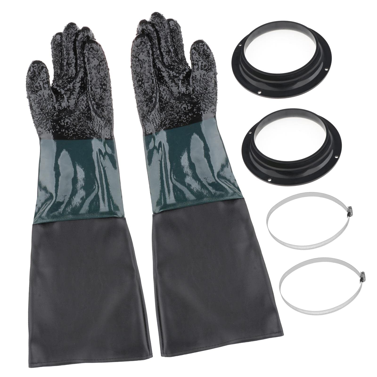 Paire de gants robustes 210 mm avec pince pour armoire à sablage