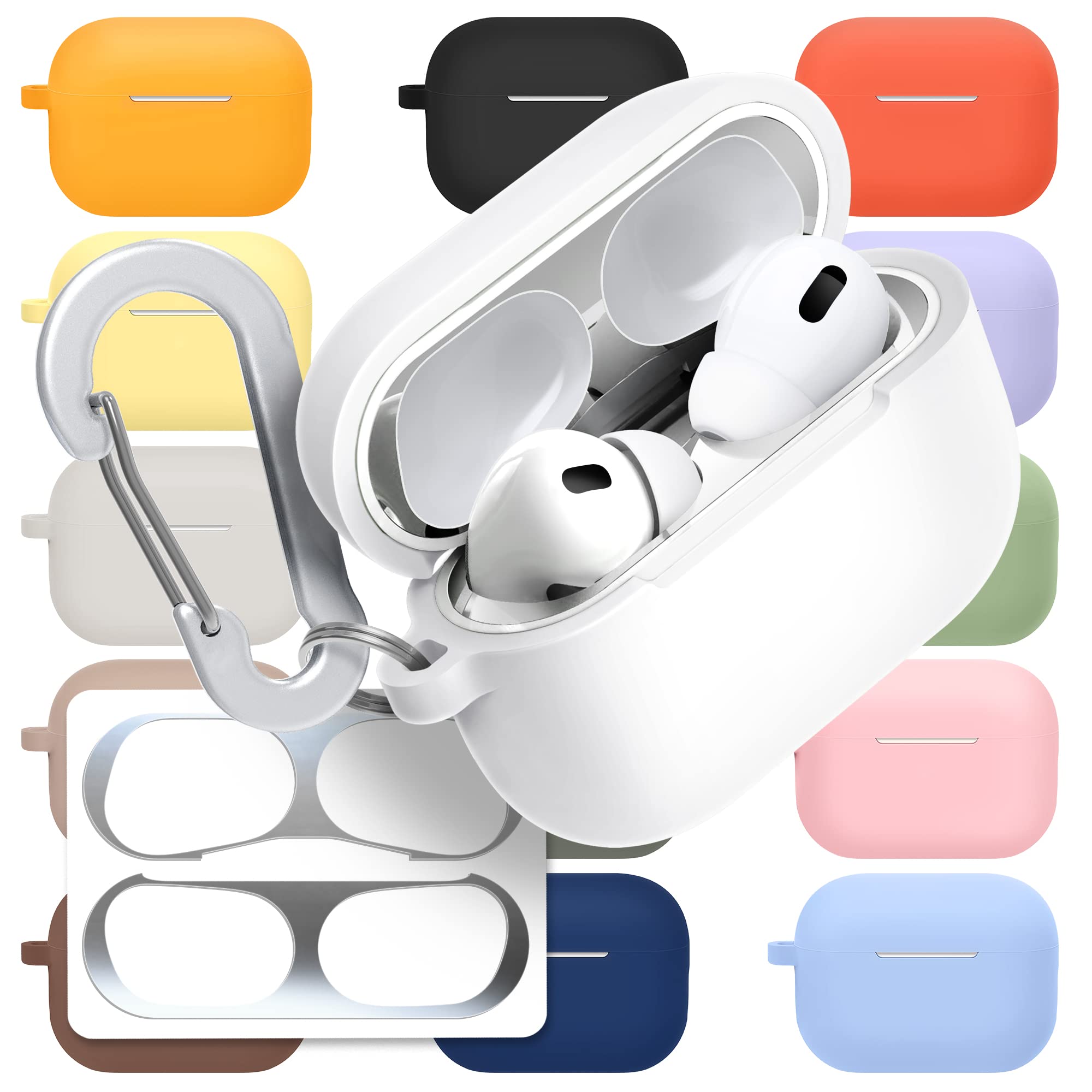 [3 in 1] AirPods Pro 3 Silicone Case + Anti-Lost Carabiner + Dust Guard Metal Film, Protective Cover with Keychain for Apple AirPods Pro3 (2025) — view 19