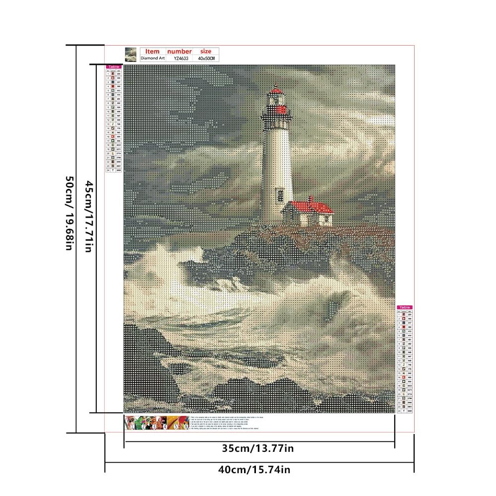 Diamond Painting Leuchtturm Im Mondlicht 40x50cm – 5D Strassbild Zum Basteln, Inkl. Vollset Für Erwachsene & Kinder
