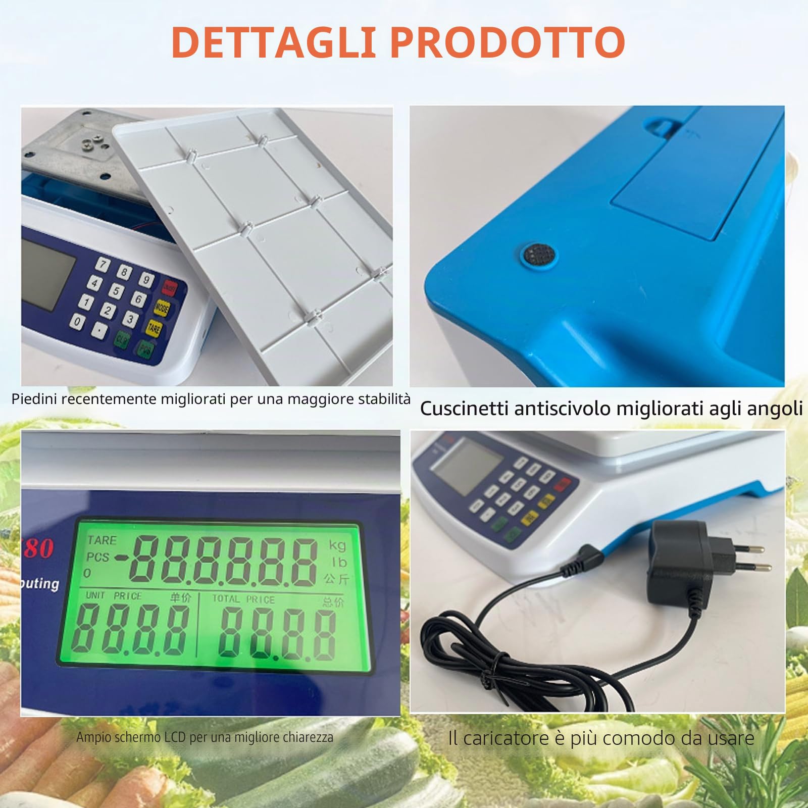 Bilancia Digitale 30kg / 1g, Bilancia Multifunzionale per la Cottura Della Frutta,Bilancia da Cucina, Precisione Elettronica con Display lcd e Funzione Tara Kitchen Scales