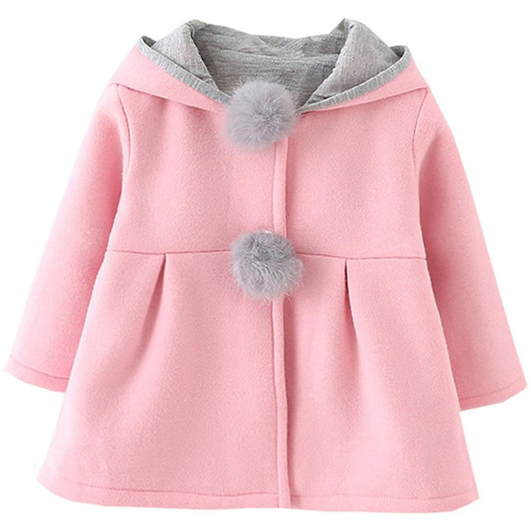 TMEOG Cappotto Giacca con Cappuccio Coniglio Felpa Mantello del Cappotto di Inverno della Pelliccia della Neonata Bambine e Bambino