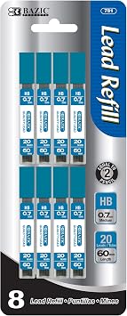 BAZIC Mechanical Pencil Lead Refills HB 0.7mm 160 Count/Pack, Pencil Lead Refill, 1-Pack