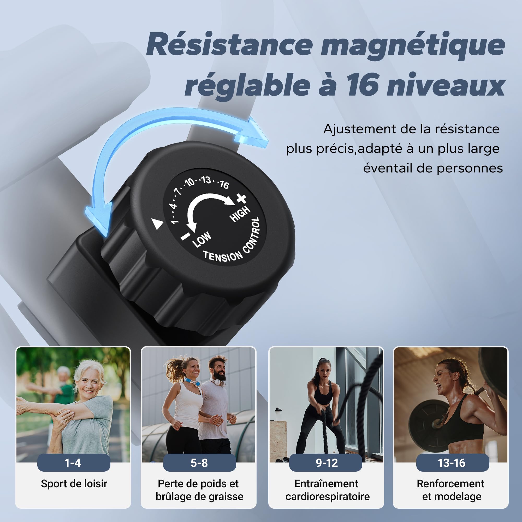 MERACH Vélo Elliptique pour la Maison, Ultra Silencieux Elliptique Compacts avec Résistance Magnétique à 16 Niveaux, Écran LCD, Capteur de Pouls, Application Exclusive MERACH, Capacité de charge 120KG