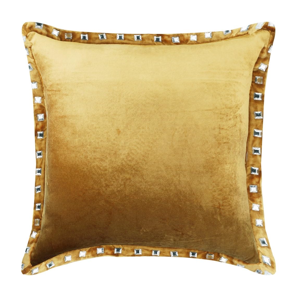 The HomeCentric Oro Cojines Decorativos, Paquete de 2, 45x45 cm Cojines de Sofa, Terciopelo Cojines de Sofa, Cristales Brillante Cojines para Sofas, Solido Cojines para Sofas - Gold Crystal Palace