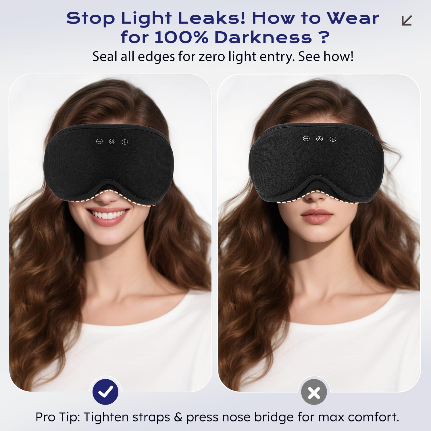 LC-dolida Mascherina per dormire Bluetooth 3D con cuffie, completamente opaca e morbida