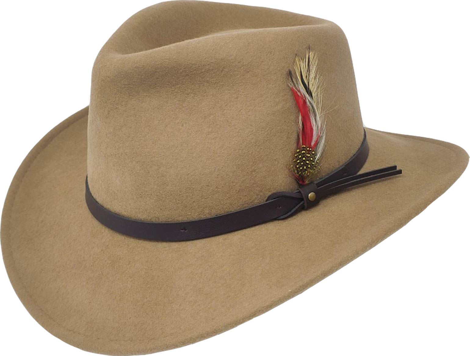 UK-UNIQUE Crushable Felt Fedora Cowboy Hat 100% Felt Wool - Men & Women (Large 59 cm) Black
