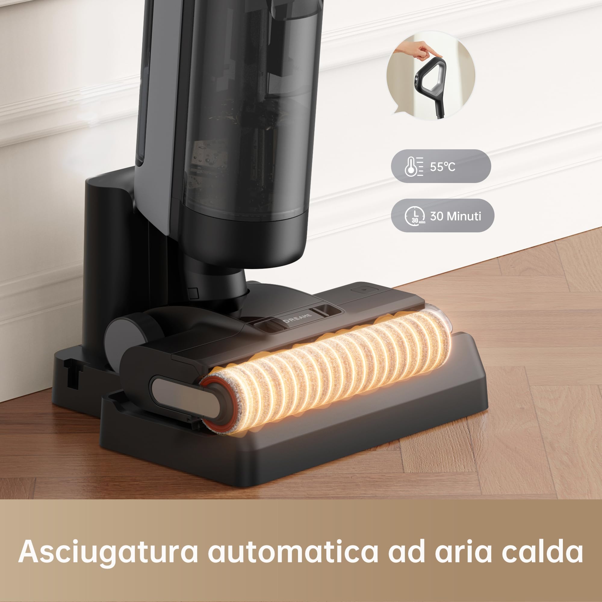 Dreame H12 Dual Lavapavimenti 4-in-1, Aspirapolvere Senza Fili per Superfici Multiple, Pulizia dei bordi, Autopulizia con Asciugatura ad Aria Calda, Scopa Elettrica, Controllo Vocale