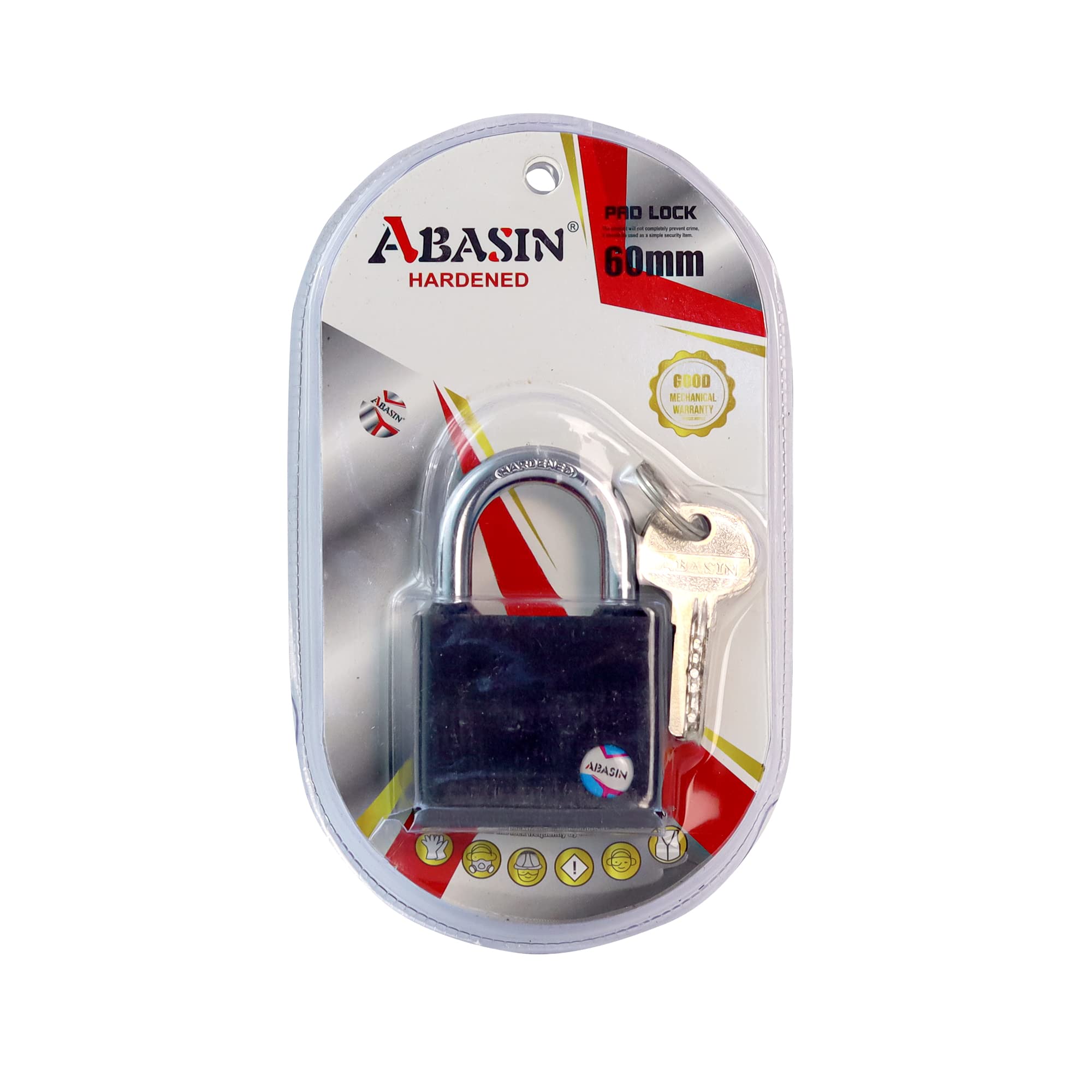 ABASIN Heavy Duty Lock Padlock (60 mm) - Indoor Lock for Ladders, Shutter Doors, Tools - 3 Keys - Standard Security