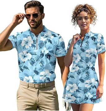 Couples Matching Outfits Womens Tennis Dress with Built in Shorts Mens Golf Shirts Sports Athletic Workout Clothes