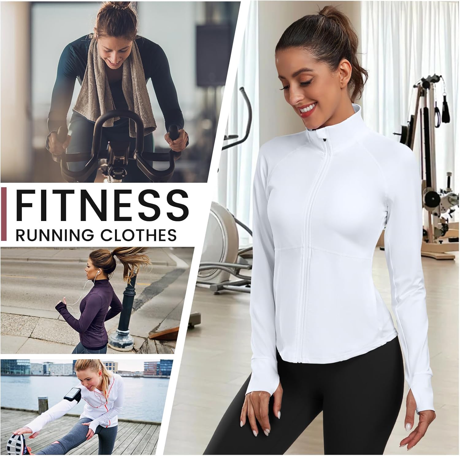 Workout Jackets for Women Anti Slip Zipper Up Running Jackets Lightweight Sport Gym Yoga Athletic Clothes Slim Fit