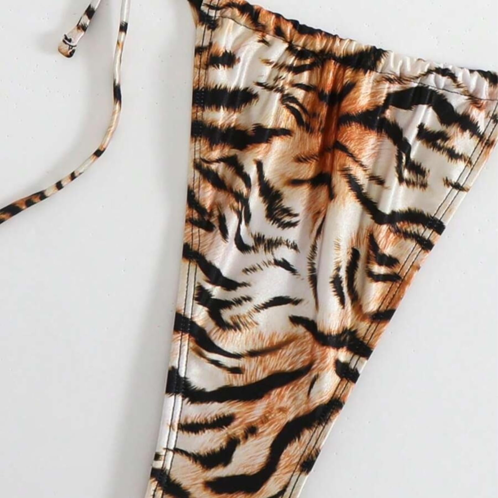 Bikini Mujer Mujeres Tigre Impresión Triángulo Conjunto Corbata Lado Dos Piezas Traje De Baño Ropa Playa-coffeebrown-XL