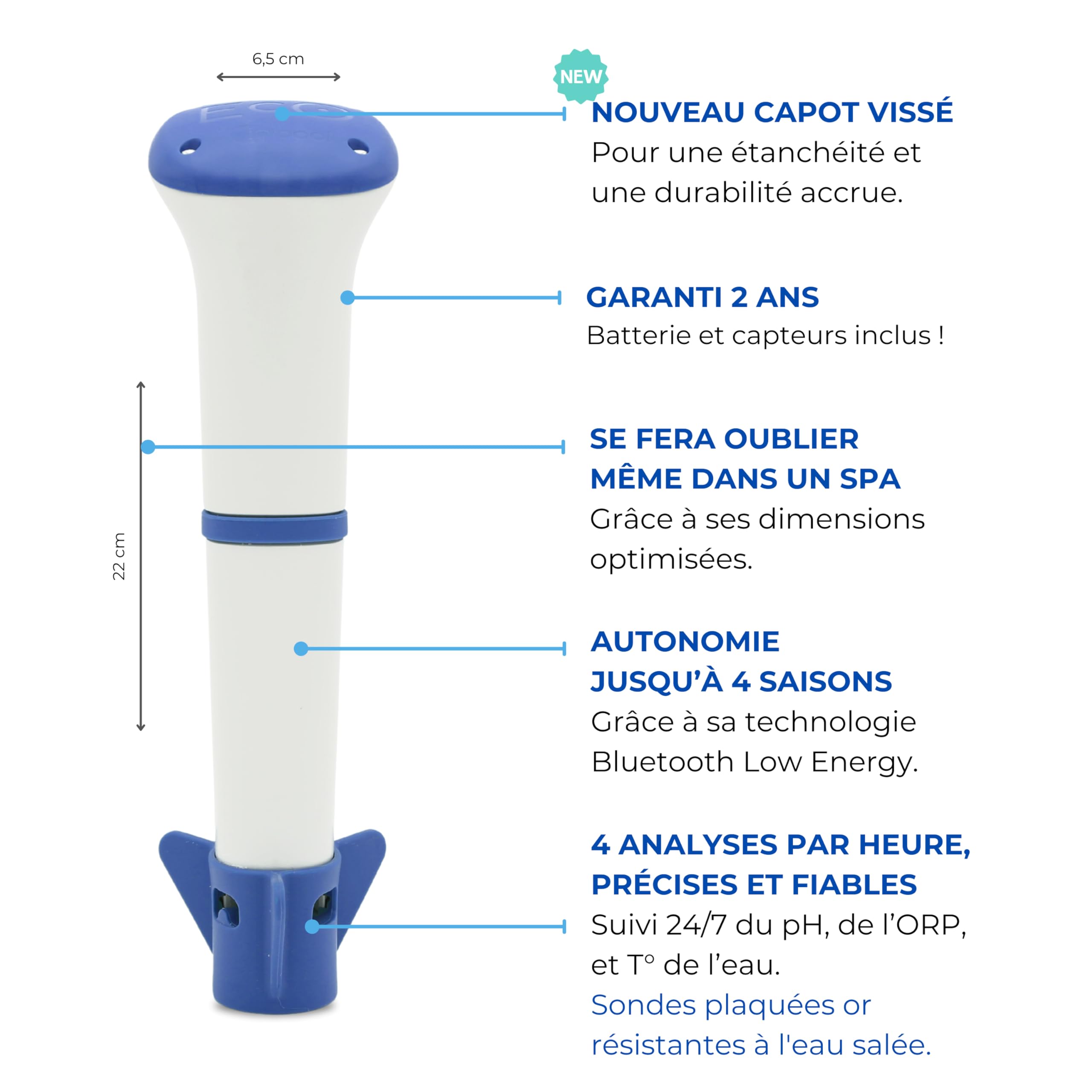 EcO Start Sel - Analyseur de Traitement de l'eau pour Piscine et Spa au sel (EcO Salt)