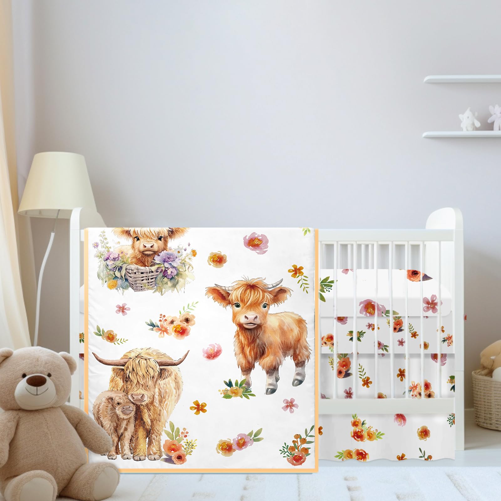 Crib Bedding Set For Boys Mixweer Highland Cow Girls Western